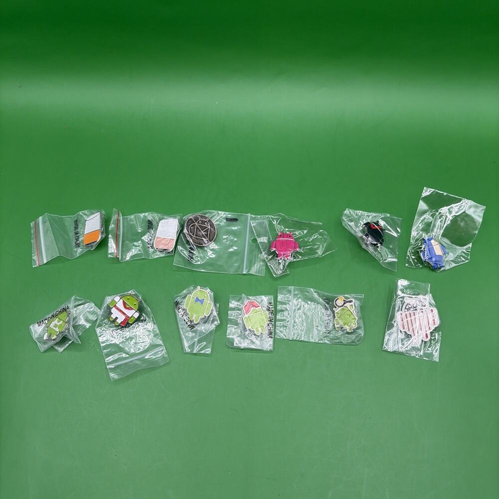 ASSORTED GOOGLE ANDROID PIN COLLECTION Pack - Set of 12 RARE